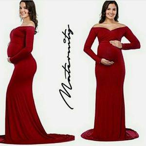 🆕⭐Red wine long sleeve maternity dress⭐
